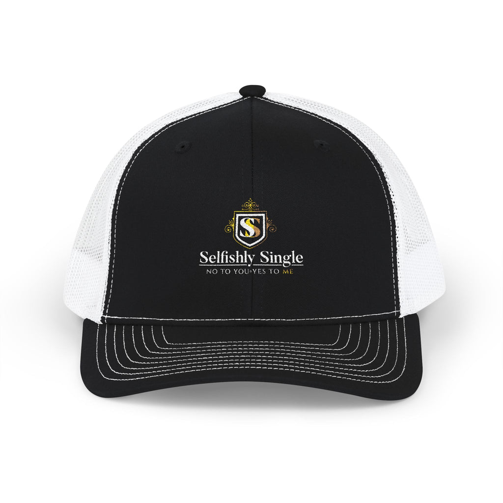 Selfishly Single Trucker Cap — Embroidered Snapback Mesh Hat