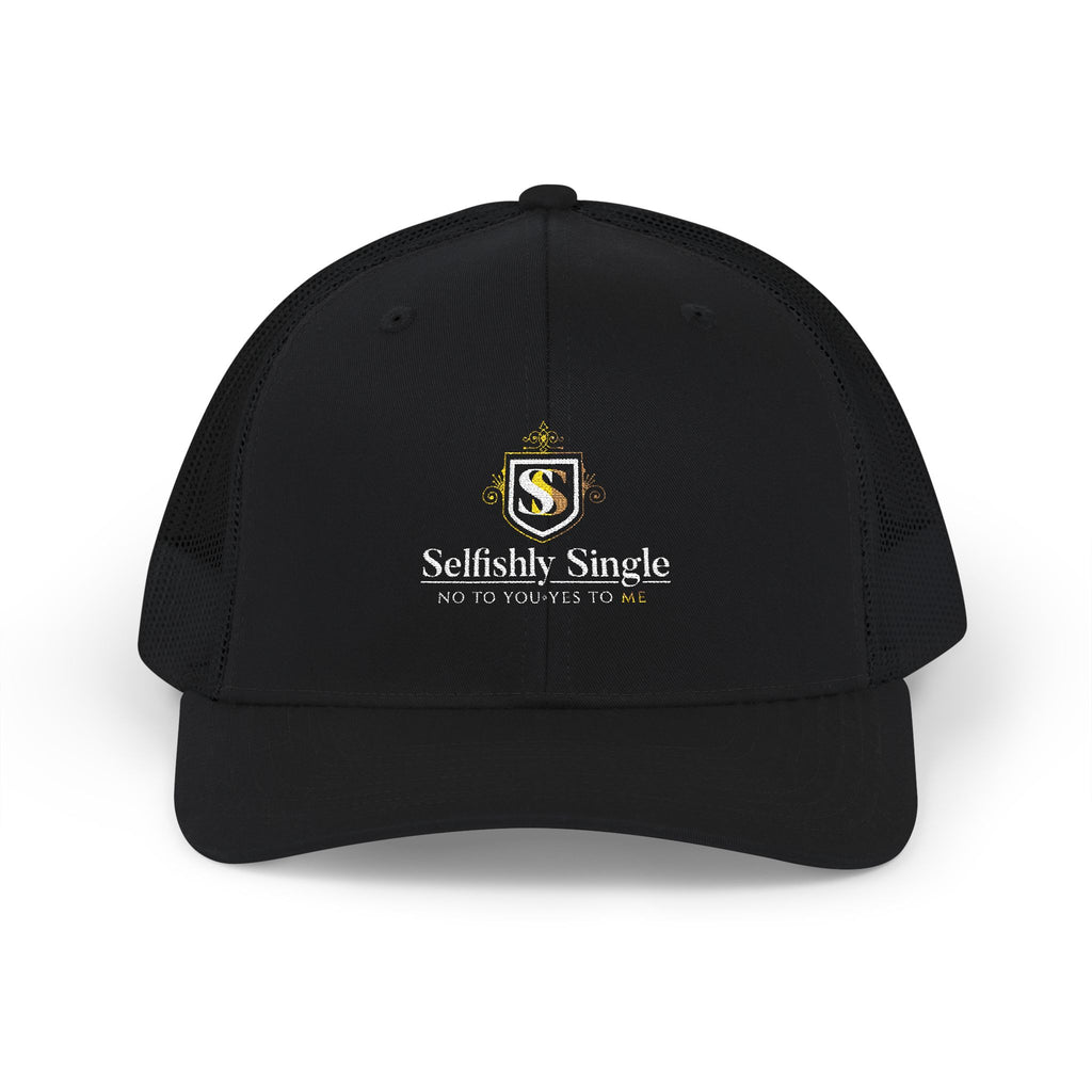 Selfishly Single Trucker Cap — Embroidered Snapback Mesh Hat