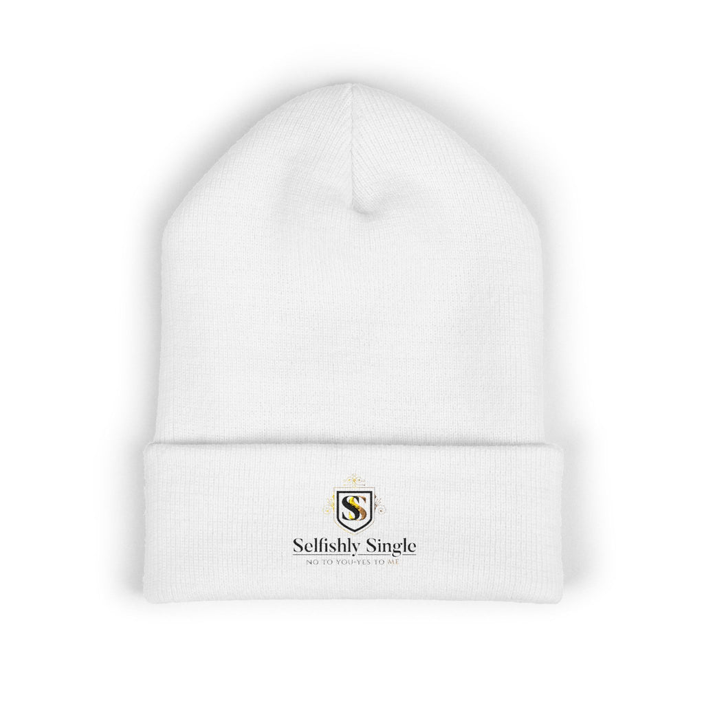 Selfishly Single Embroidered Crest Cuffed Beanie