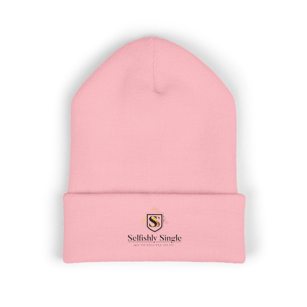 Selfishly Single Embroidered Crest Cuffed Beanie