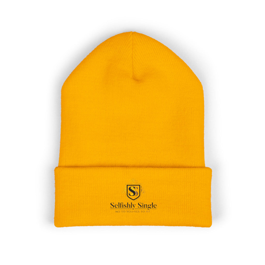 Selfishly Single Embroidered Crest Cuffed Beanie