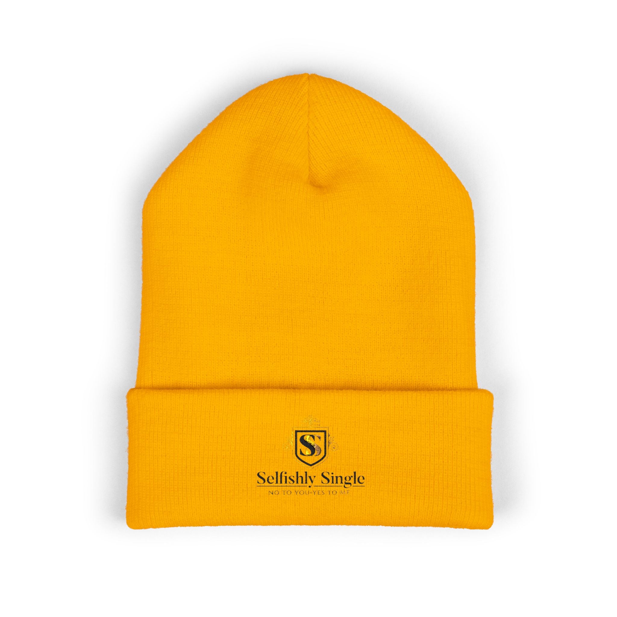 Selfishly Single Embroidered Crest Cuffed Beanie