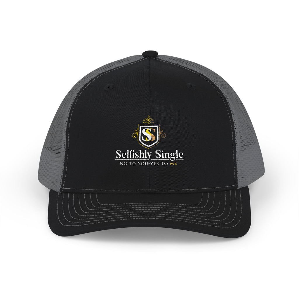 Selfishly Single Trucker Cap — Embroidered Snapback Mesh Hat