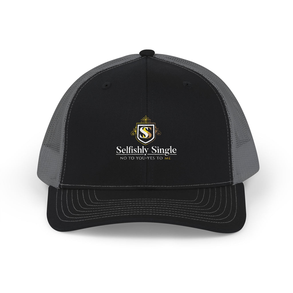 Selfishly Single Trucker Cap — Embroidered Snapback Mesh Hat