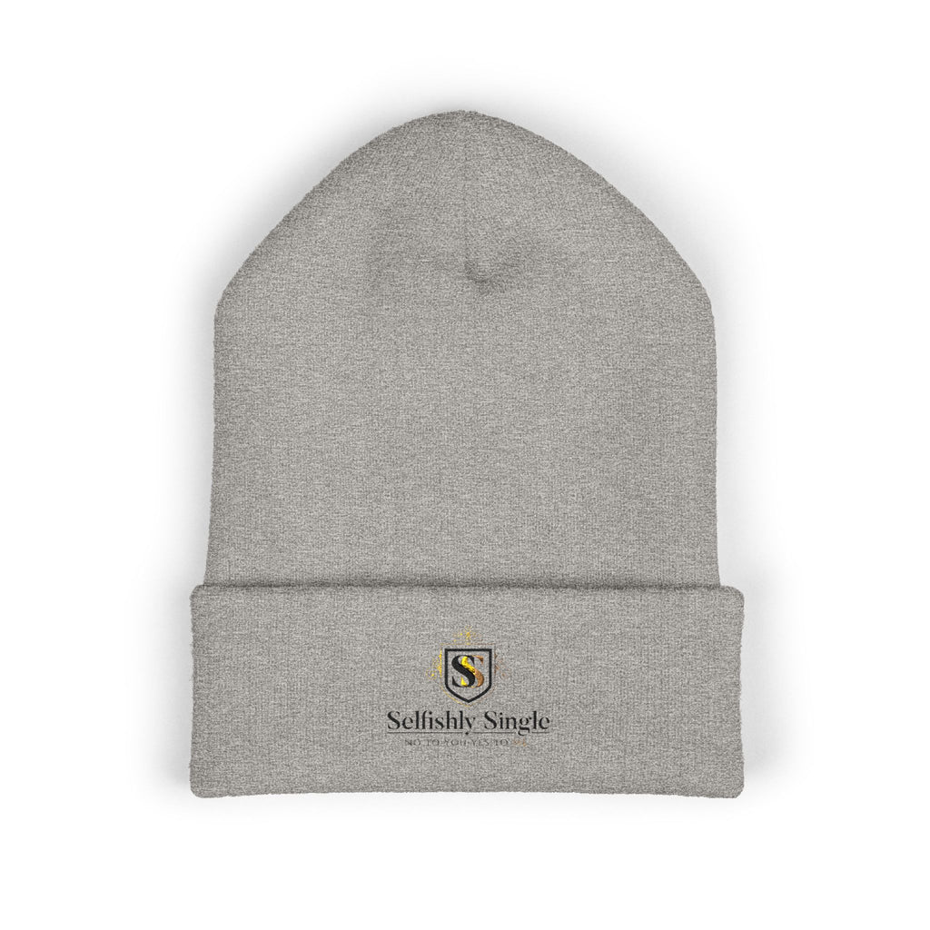 Selfishly Single Embroidered Crest Cuffed Beanie